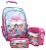 Kit Escolar Mochila Princesas Disney Com Carrinho de Rodinha, Lancheira Térmica e Estojo - Imagem 1