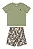 Conjunto Infantil Camiseta Flamê e Bermuda (Verde) Quimby - Imagem 2