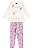 Conjunto Menina Blusa com Babados e Legging Floral Off White Bee Loop - Imagem 2