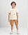 Conjunto Infantil Menino Camiseta Meia Manga 3D e Bermuda em Moletom Bege - Imagem 1