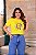 Camiseta Baby Look Explosão de Cores Amarela - Imagem 1