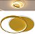 LUSTRE PLAFON LED DUPLO 2 ANEIS 27CM 3000K DOURADO - Imagem 1