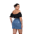Saia Jeans Com Aplicação De Franja de Strass - Imagem 4