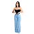 Calça Jeans Wide Leg Cintura Alta Lavagem Clara - Imagem 5