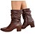 Bota Feminina Cano Longo Pegada Couro Legítimo Confortável Salto Médio Tendência Lançamento Outono Inverno Original - Imagem 2