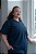 Camiseta Polo Malha Texturizada Cor Azul Escuro - Plus Size - Imagem 1