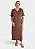 VESTIDO MIDI MALHA GOLA V MARROM - Imagem 1
