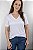 T-SHIRT MALHA BRANCA GOLA V COM RENDA MANGA - Imagem 1
