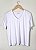T-SHIRT MALHA BRANCA GOLA V COM RENDA MANGA - Imagem 3