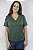 T-SHIRT MALHA VERDE GOLA V BÁSICA - Imagem 1