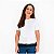 T-SHIRT MALHA BRANCA GOLA U COM RENDA PRETA - Imagem 1