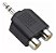 ADAPTADOR PLUG RCA P2X2 FÊMEA RCA PLÁSTICO PRETO - Imagem 1
