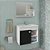 GABINETE BANHEIRO MGM LOTUS 55CM COM ESPELHEIRA BRANCO/PRETO - Imagem 1