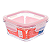 POTE VIDRO QUADRADO COM TAMPA 520ML INVICTA ROSA - Imagem 1