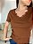BLUSA DECOTE V RENDA MARROM - Imagem 1