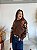 BLUSA MODAL BORDADO FLOR MARROM - Imagem 3