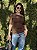 BLUSA CELINE ASSIMETRICA MARROM - Imagem 1