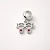 Berloque com duas meninas cravejadas de zircônia e zircônia rosa central BQ002 ( Prata 925 ) - Imagem 1