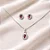 colar pingente + brinco oval com pedra central pink com zircônias cravejados na volta CJ035 (Prata 925) - Imagem 1