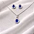 Colar pingente + brinco gota central azul safira e zircônias cravejadas ao redor CJ046 (Prata 925) - Imagem 1