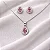 colar pingente + brinco gota central rosa claro e zircônias cravejadas ao redor CJ050 (prata 925) - Imagem 1
