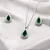 Conjunto brinco + colar gota verde esmeralda central e zircônias brancas ao redor CJ075 (prata 925) - Imagem 1