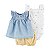 Conjunto Carter's Bata Jeans Bordada, Body Floral e Shorts Listrado - Imagem 1