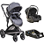 Trio Carrinho Quantum Melange Azul (com bebê conforto e base) - Kiddo - Imagem 1