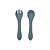 Garfo e Colher de Silicone Piccolo Azul - Infanti - Imagem 1