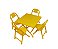 Miniatura Mesa C/ 4 Cadeiras Articuláveis Cor Amarela - Imagem 1