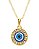 Colar com olho grego circulo com strass dourada - Imagem 1