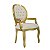 Cadeira Medalhão com Braço - Dourada/Off White - Alto Padrão Móveis. - Imagem 1