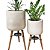 Kit 2 Vasos Altos de Plantas com Tripé de Madeira para Sala - Imagem 7