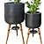 Kit 2 Vasos Altos de Plantas com Tripé de Madeira para Sala - Imagem 9