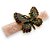 Presilha Borboleta | Bico de pato com base rosa e borboleta dourada e verde com strass - Imagem 2