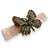 Presilha Borboleta | Bico de pato com base rosa e borboleta dourada e verde com strass - Imagem 5