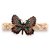 Presilha Borboleta | Bico de pato com base rosa e borboleta dourada e verde com strass - Imagem 3