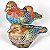 Casal de patos em porcelana esmaltada  Kutani Mandarim - Imagem 6