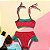 Biquíni moda praia infantil estampa melancia com babadinhos - Imagem 1