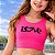 Cropped Infantil Rosa Neon LOVE em Suplex Canelado Tamanho 8 - Imagem 1