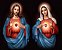 Quadros Sagrado Coração de Jesus e Maria Cores 40x50cm Moldura e Vidro - Imagem 3
