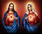 Quadros Sagrado Coração de Jesus e Maria Cores 40x50cm Moldura e Vidro - Imagem 4