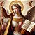 Quadro Santa Cecília Padroeira dos Músicos 45x45cm Tecido Canvas Mold Dourada - Imagem 2