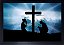 Quadro Religioso Casal e Cruz 30x20cm com Moldura e Vidro - Imagem 1