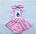 Jardineira Romper Body Bebe Menina Galinha Pintadinha Mesversario - Imagem 1