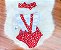 Jardineira Body Romper Bebe Menina Minnie Vermelha C Tiara - Imagem 2