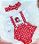 Jardineira Body Romper Bebe Menina Minnie Vermelha C Tiara - Imagem 1