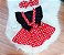 Jardineira Body Romper Bebe Minnie Minie Vermelho Com Laço - Imagem 2