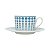 Conjunto de  6 Xicaras Porcelana Chá com Pires Blue Dots  200ml Bon Gourmet - Imagem 1