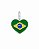 PINGENTE MEDALHA BANDEIRA BRASIL CORAÇÃO PRATA 925 - Imagem 1